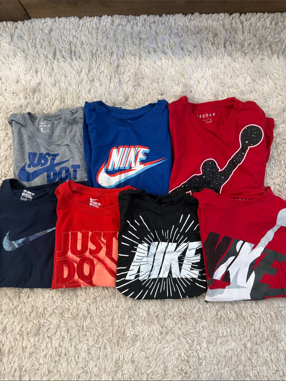 BUNDLE Nike Jordan Boys T-Shirts Youth Medium 7 Piece Graphic Tees